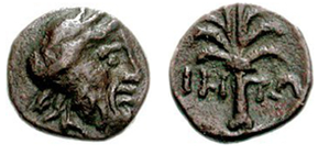 Ancient coin with the palm tree (phinikas)