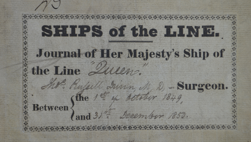 Found in Kew, UK National Archives, the Journal of the HMS Queen.
