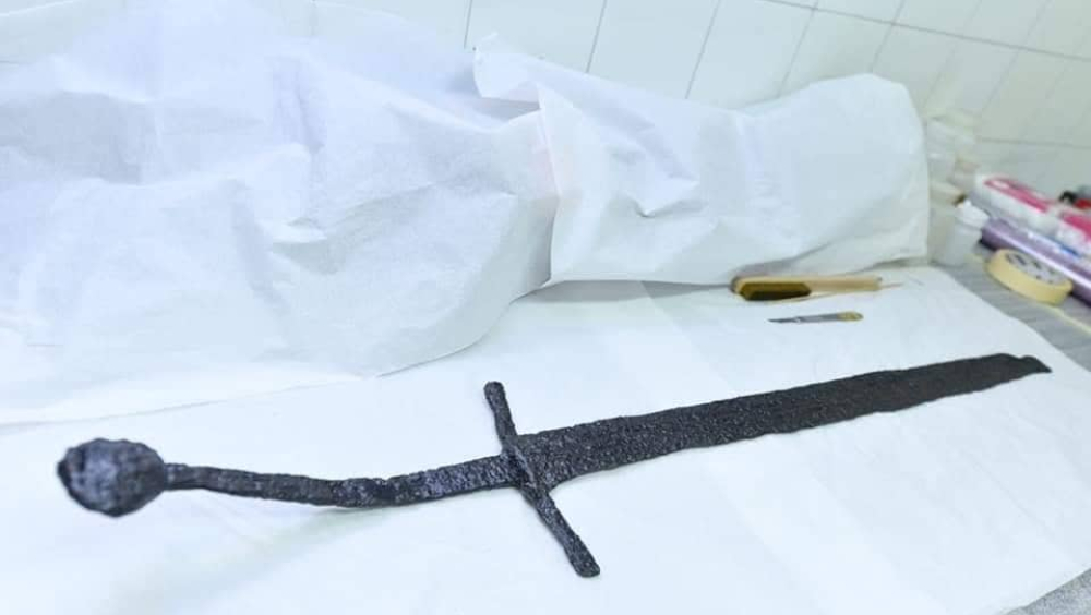 Sward in the middle of the conservation process