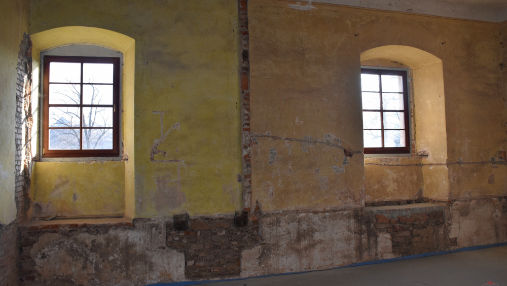 Photo of the interior of a medieval tower / tower haouse of Urlich Schoff-Sorbian backgroud