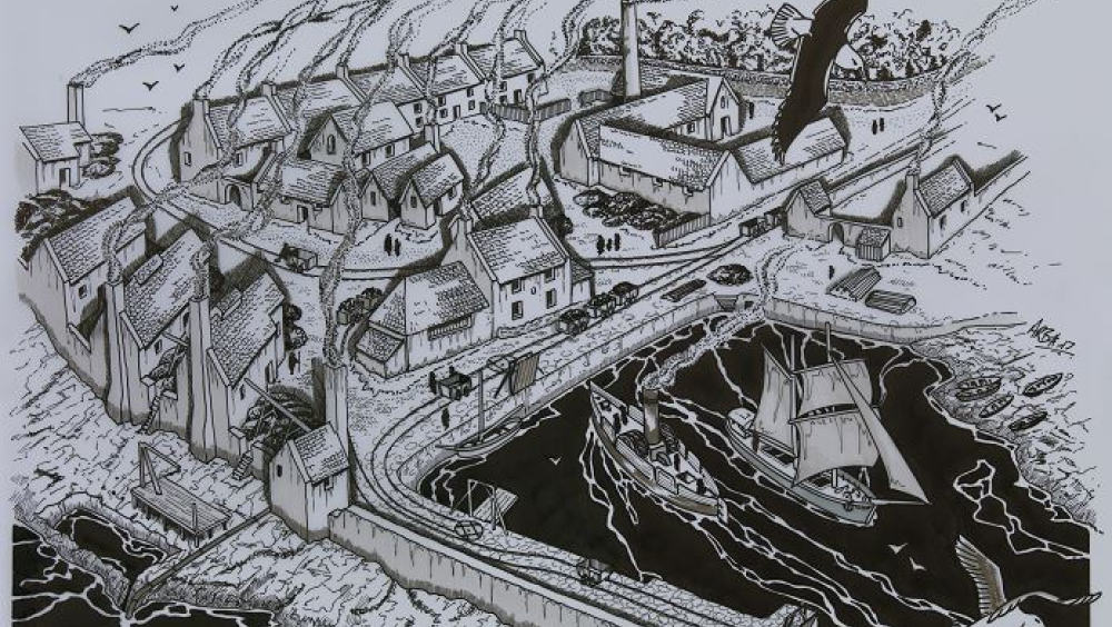 Birds Eye View of Cockenzie Harbour by Alan Braby - (c) Battle of Prestonpans (1745) Heritage Trust