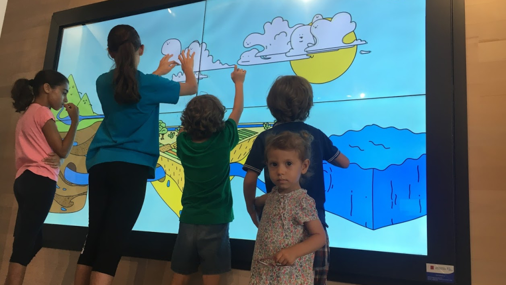 Children playing one of the interactive games (The Water  Cycle)