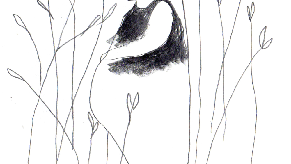 My grandmother as an actual single parent (author's original illustration), in the countryside at southern Portugal.