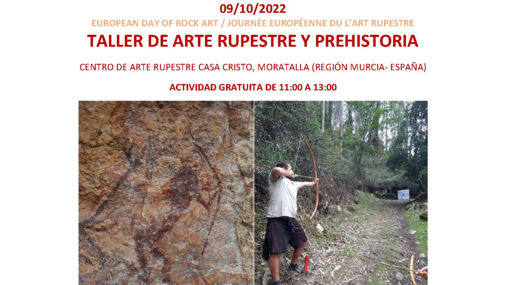Cartel del taller didáctico en el Centro de Arte Rupestre de la Región de Murcia