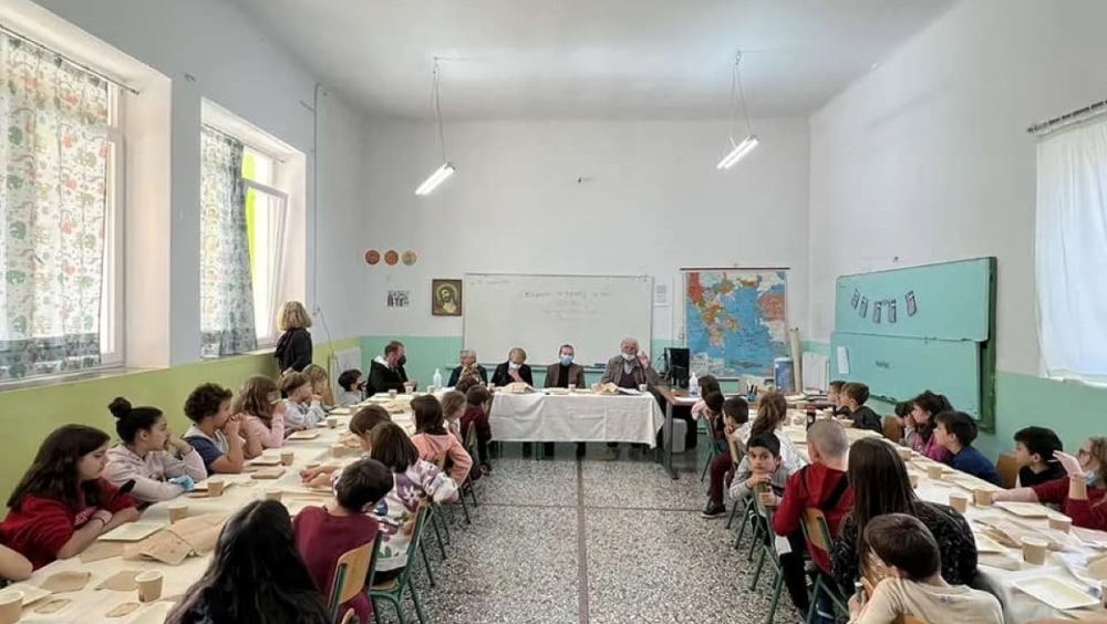The Dinner table at the Elementary School of Tragana