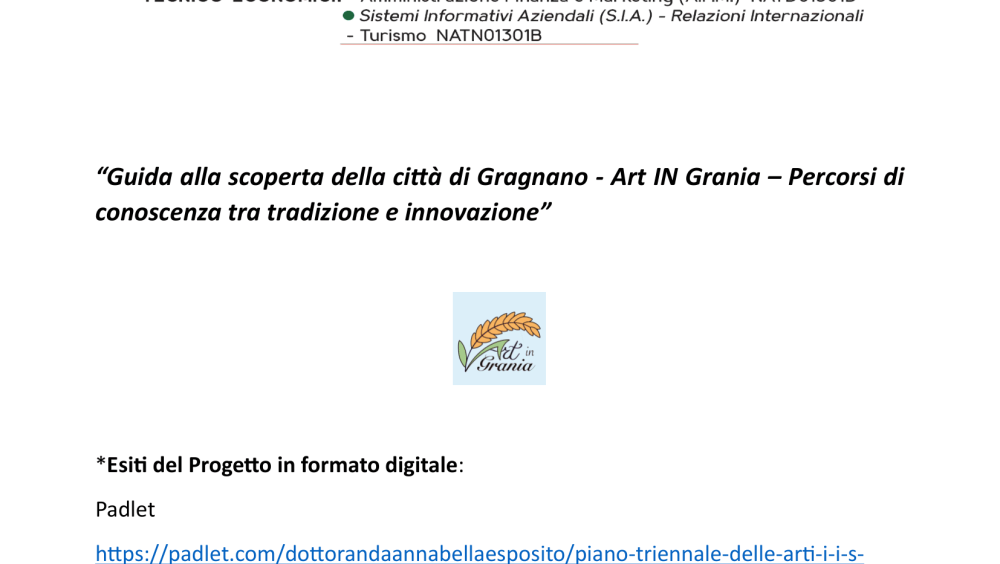 L'immagine contiene il logo del Progetto e sono visibili i link dei lavori realizzati dagli studenti.