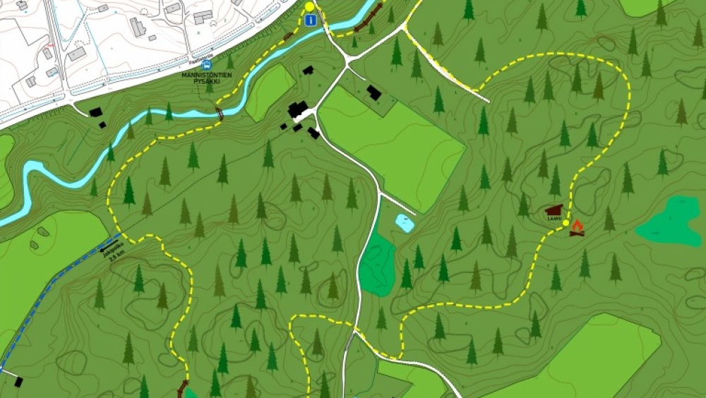 The nature trail of Paattinen and Paattinen river. Information picture.
