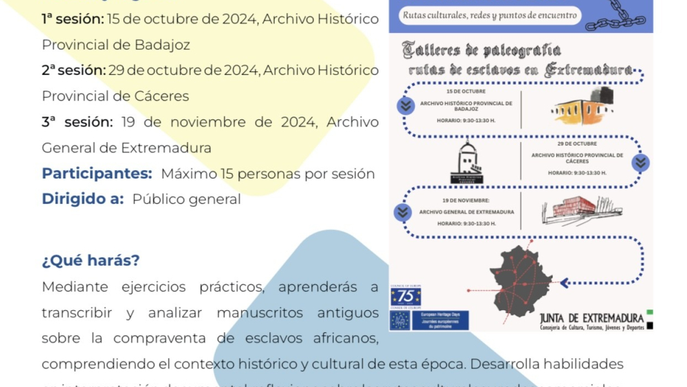 Talleres de Paleografía: Rutas de Esclavos en Extremadura.