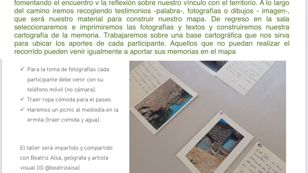 Taller Cartografía de la Memoria con Beatriz Aísa