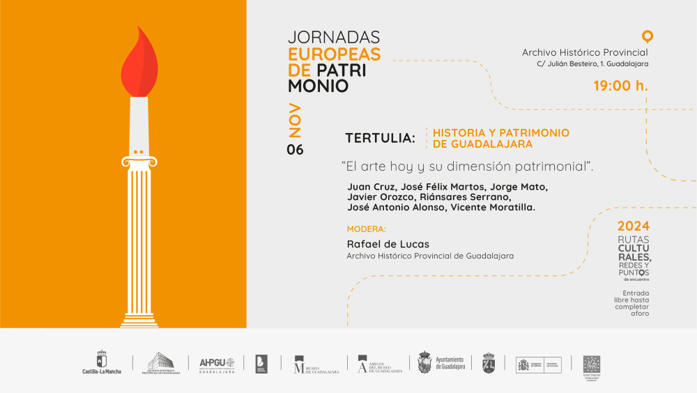 Invitación 6 noviembre. Tertulia de historia y patrimonio en Guadalajara
