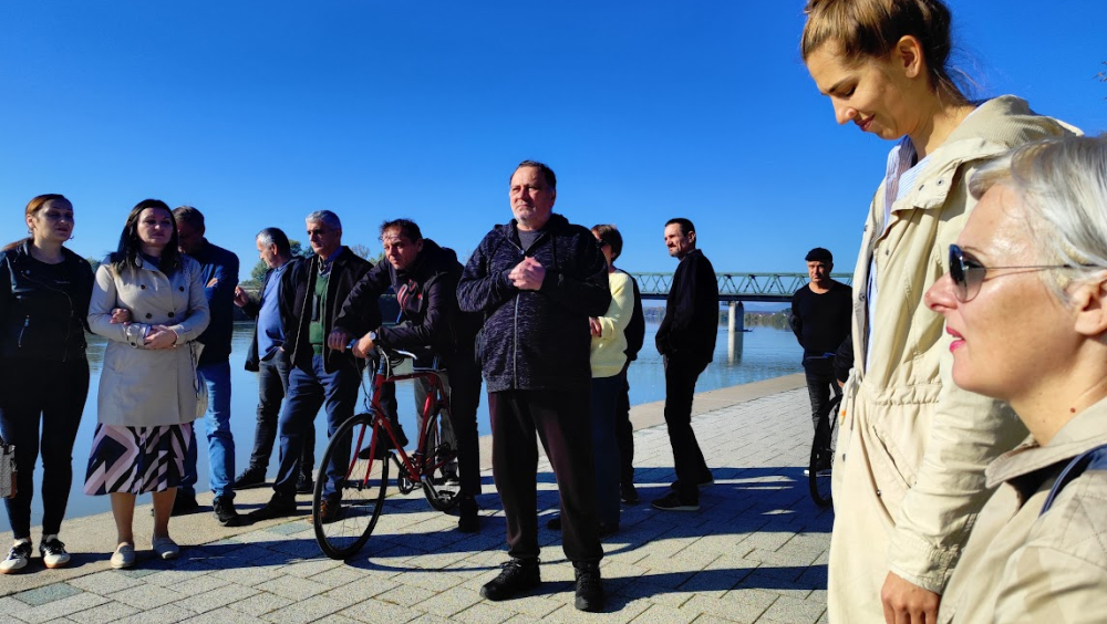 Walking along the Sava River. Learning about history