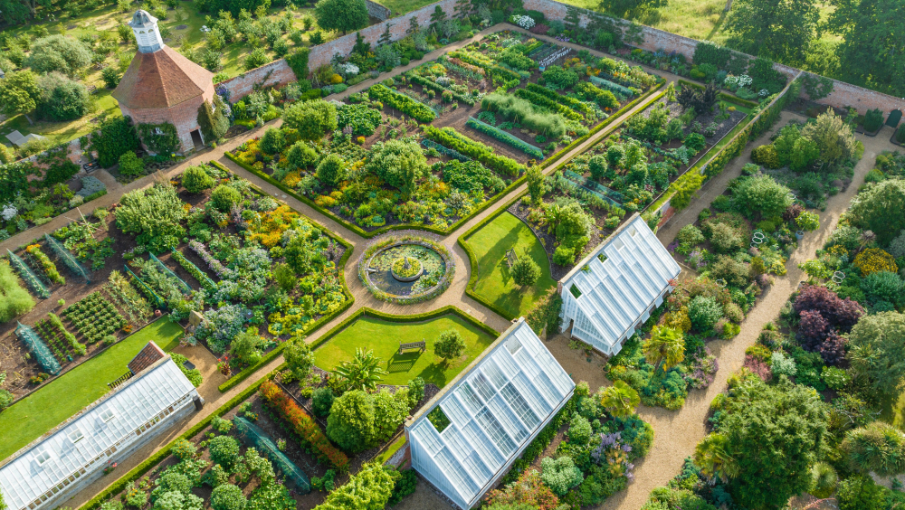 An aerial view of Felbrigg Hall's garden.