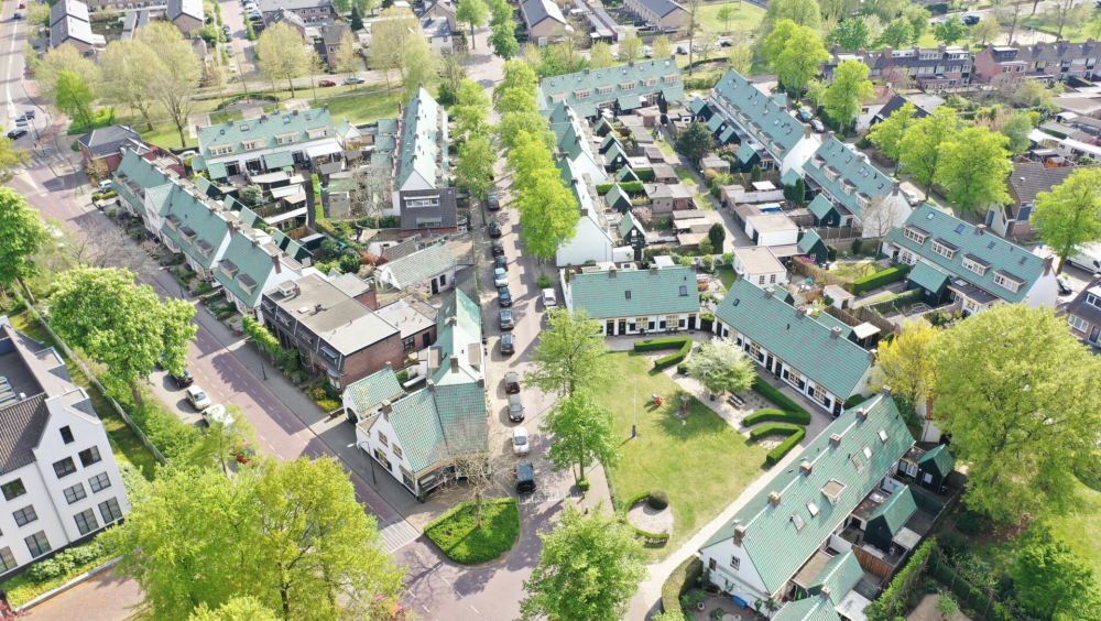 Huizen met de groene daken