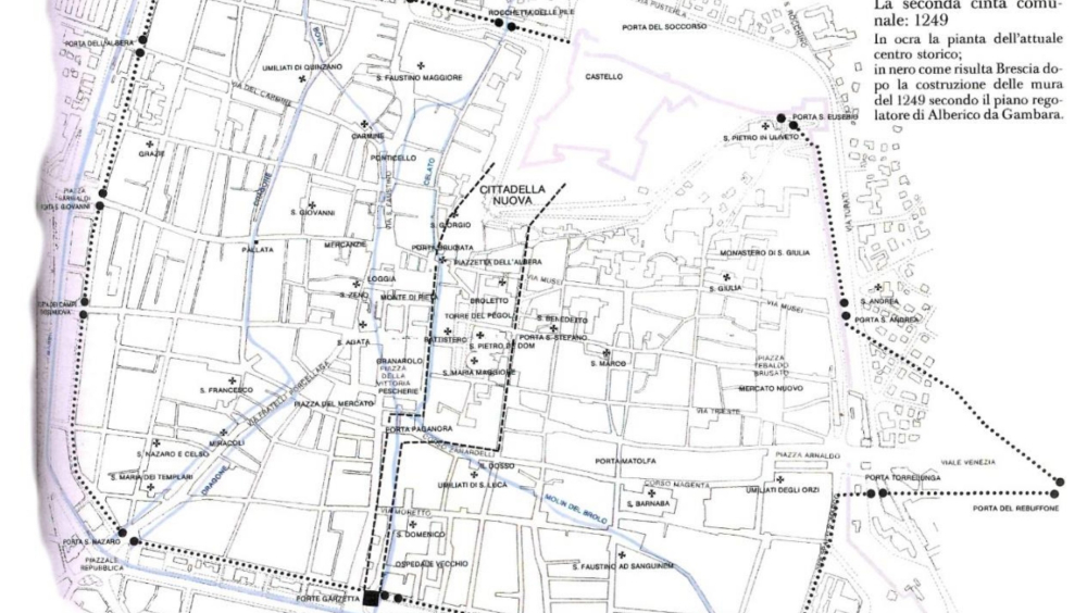 1249: la nuova Brescia medievale, oggi CENTRO STORICO, col piano regolatore di Alberico de Gambara