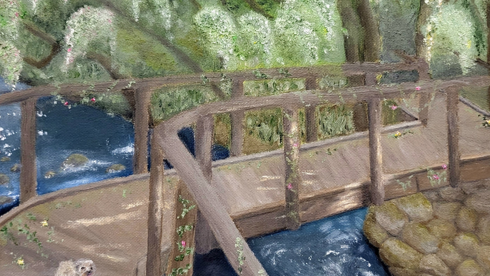 Artwork: A dog leading you into the forest.