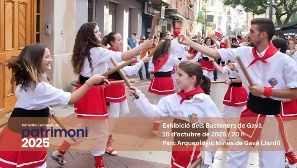 Exhibició dels Bastoners i Castellers de Gavà