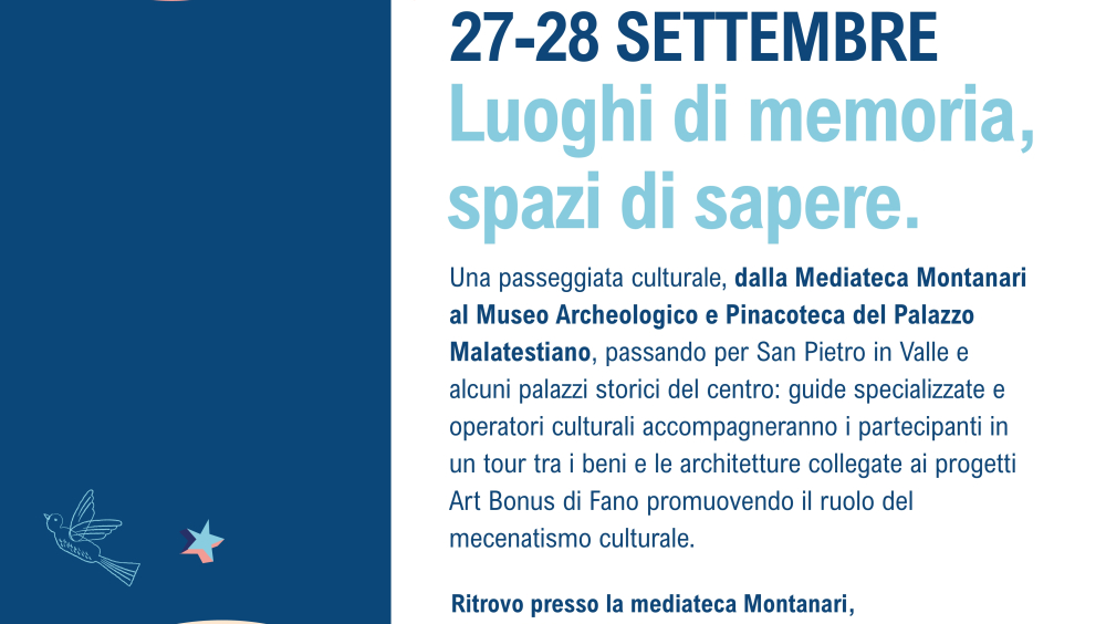 “Luoghi di memoria, spazi di sapere”, una passeggiata culturale dedicata ai progetti Art Bonus della città di Fano
