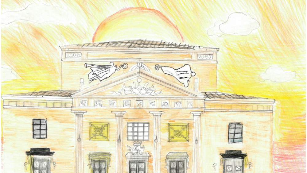 Drawing of Carpi's theatre