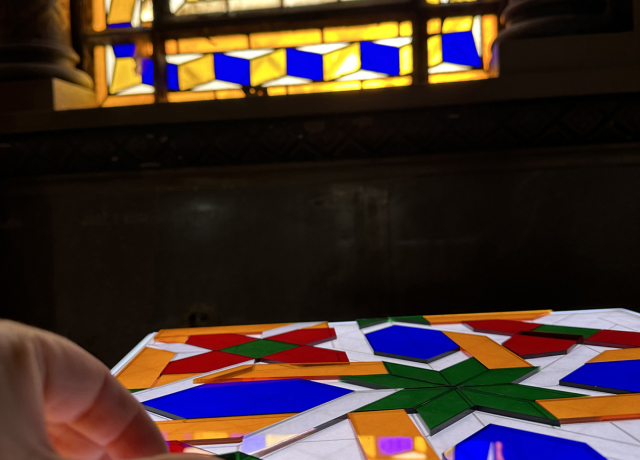 Iglesia Jesuitas Valencia, stained glass light table - EHD Story, Spain (credit, Arae Patrimonio)
