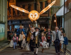 Town Crier and Mayor lead the lantern parade