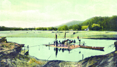 Ferry over the Gauja River from Krimulda side. Postcard, early 20th century
