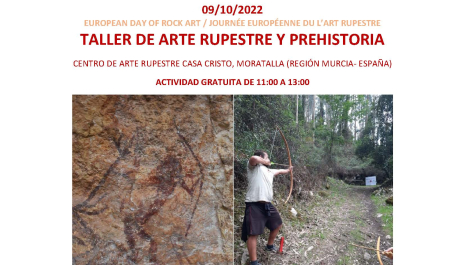 Cartel del taller didáctico en el Centro de Arte Rupestre de la Región de Murcia
