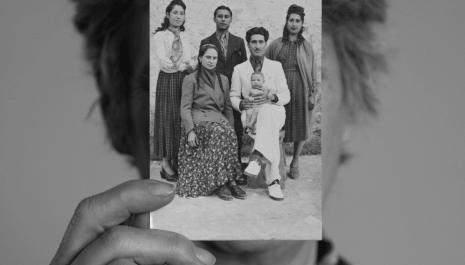 Family portrait in Agnone concentration camp. They celebrate the celebrate the birth of their son. This photograph was found in a box in the home of the concen- tration camp director. The director’s granddaughter, discovered this news, only after the death of her grandfather, who had never mentioned it in his lifetime. It was not an easy decision for Ms. X to face her past. But despite her fears, she still chose to look for the truth for the value of collective memory. Agnone, Italy, 2022.