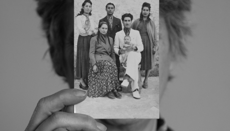 Family portrait in Agnone concentration camp. They celebrate the celebrate the birth of their son. This photograph was found in a box in the home of the concen- tration camp director. The director’s granddaughter, discovered this news, only after the death of her grandfather, who had never mentioned it in his lifetime. It was not an easy decision for Ms. X to face her past. But despite her fears, she still chose to look for the truth for the value of collective memory. Agnone, Italy, 2022.