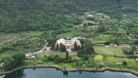 View of Lake Nemi and the Roman Ships Museum