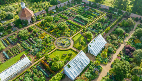 An aerial view of Felbrigg Hall's garden.