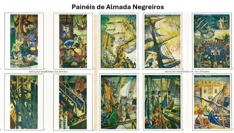 Painéis de Almada Negreiros, nas Gares Marítimas de Alcântara e Rocha Conde d'Óbidos