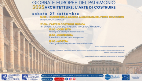 Giornate Europee del Patrimonio 2025 – Apertura straordinaria pomeridiana sabato 27 settembre 2025