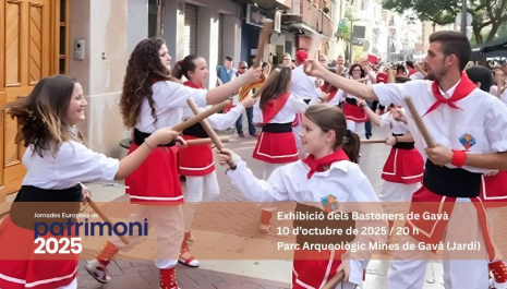Exhibició dels Bastoners i Castellers de Gavà