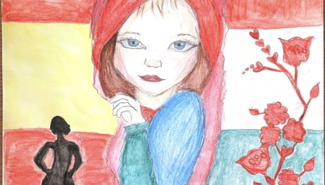Sara Blaha - 10 years old - Drawing that shows herself within the two countries she used to live and lives now
