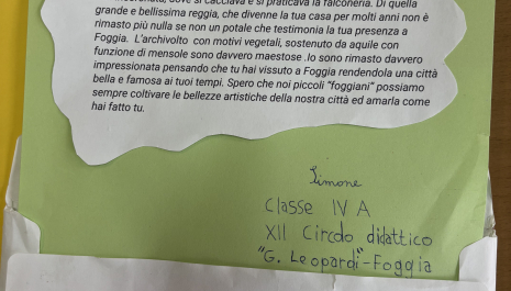 Lettera scritta a Federico II da un bambino della classe.
